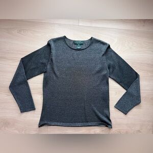 Ralph Lauren sheer long sleeve petite top metalic mesh